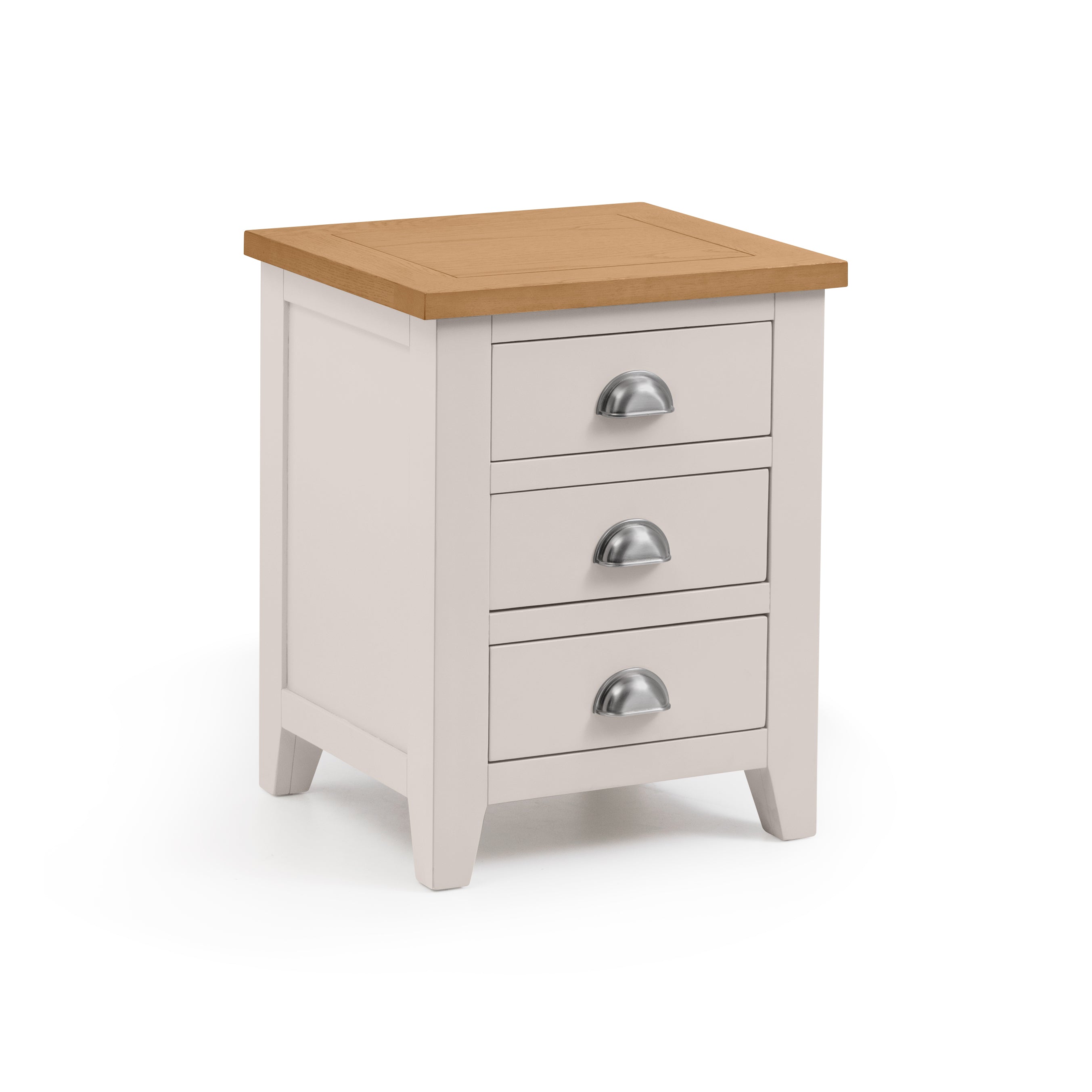Chelsea Grey Oak Wood Bedside Table | 3 Drawers